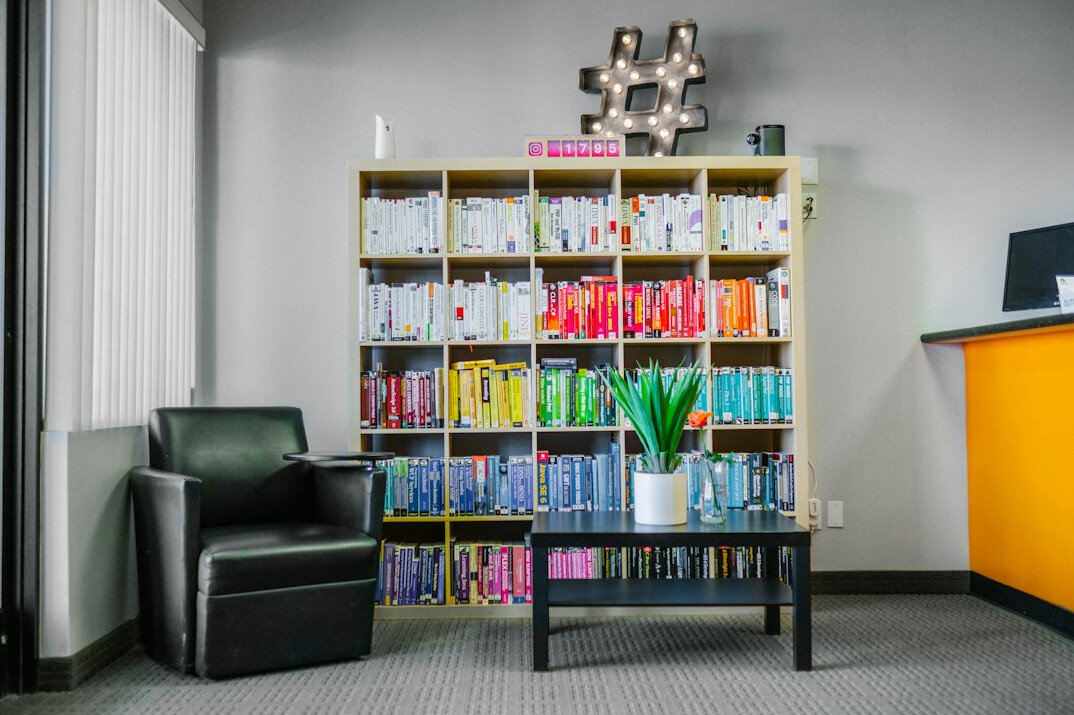 Reception desk at a modern wellness training centre in Singapore