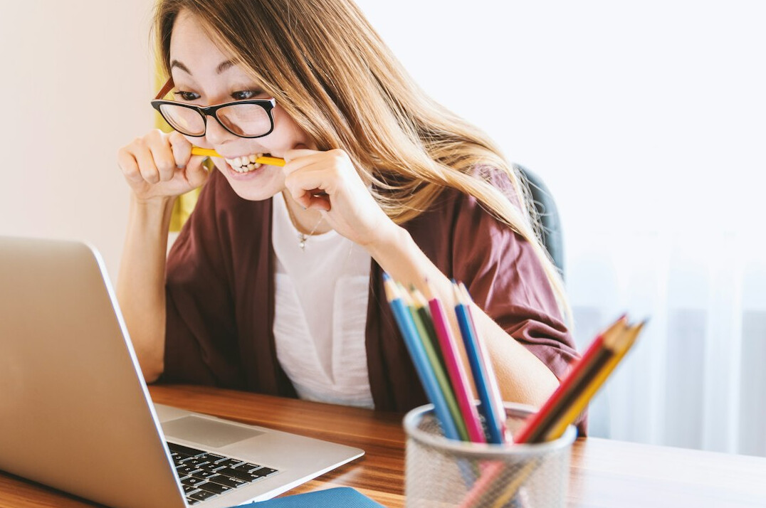 person studying health course online