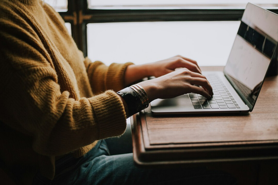 person studying health course online